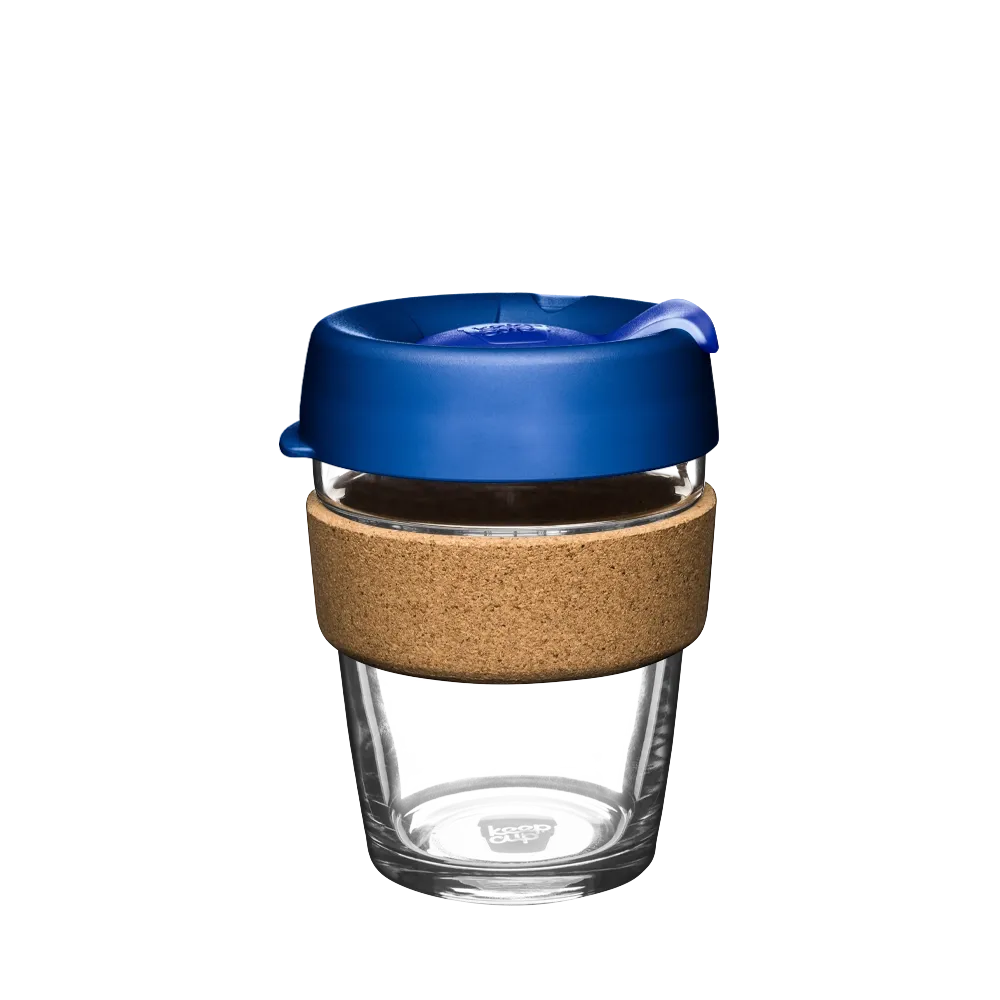Brew Cork Glass Cup - 12oz | Electric Blue
