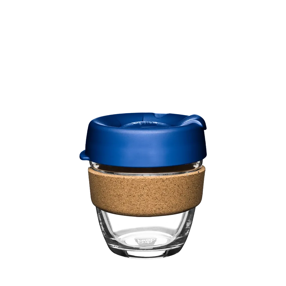 Brew Cork Glass Cup - 8oz | Electric Blue