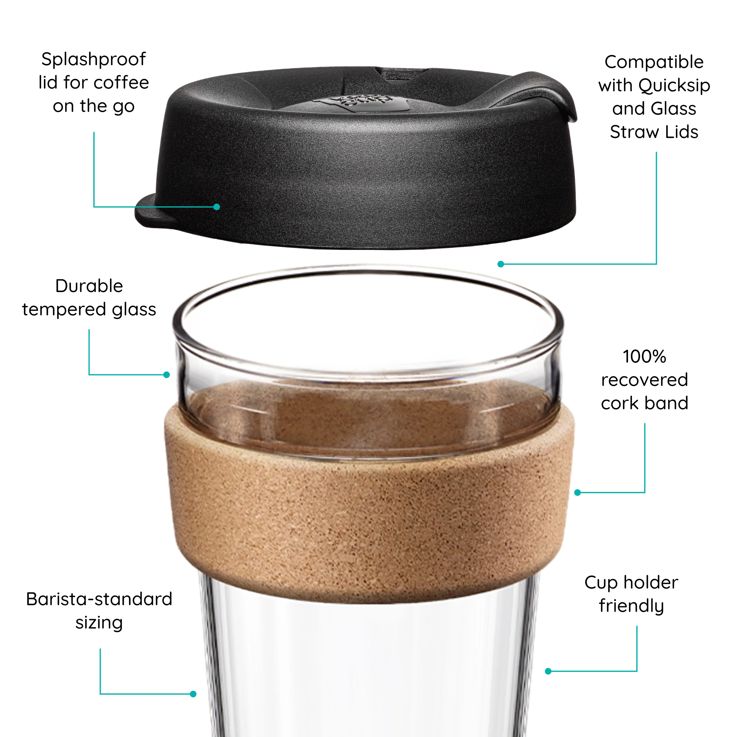 Brew Cork Glass Cup - 16oz | Pine - Image 3