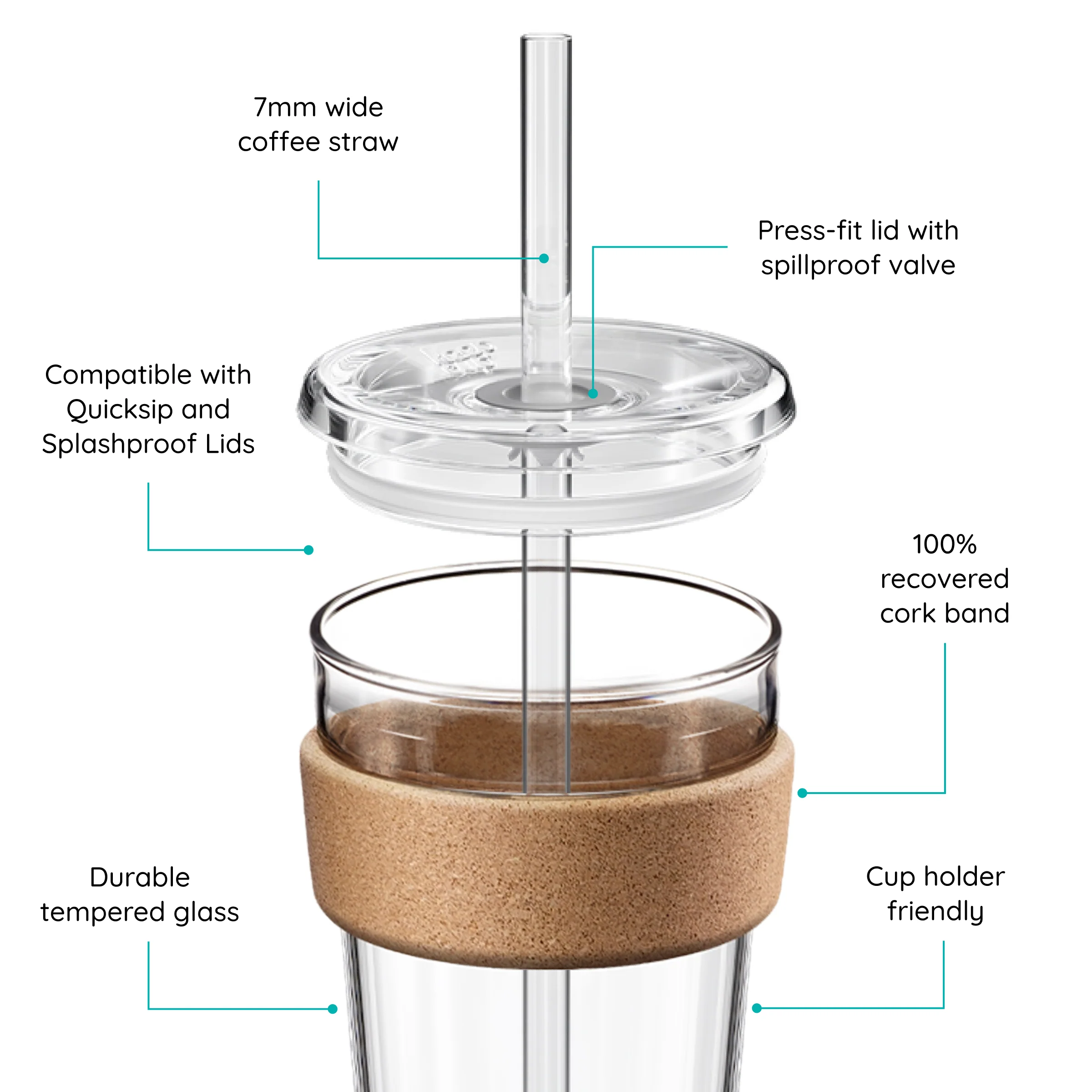 Cold Cup Cork with Coffee Straw - 16oz - Image 3