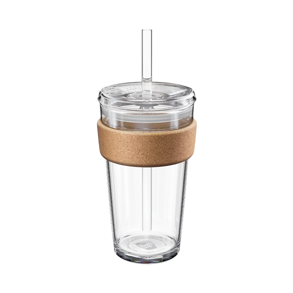 Cold Cup Cork with Coffee Straw - 16oz