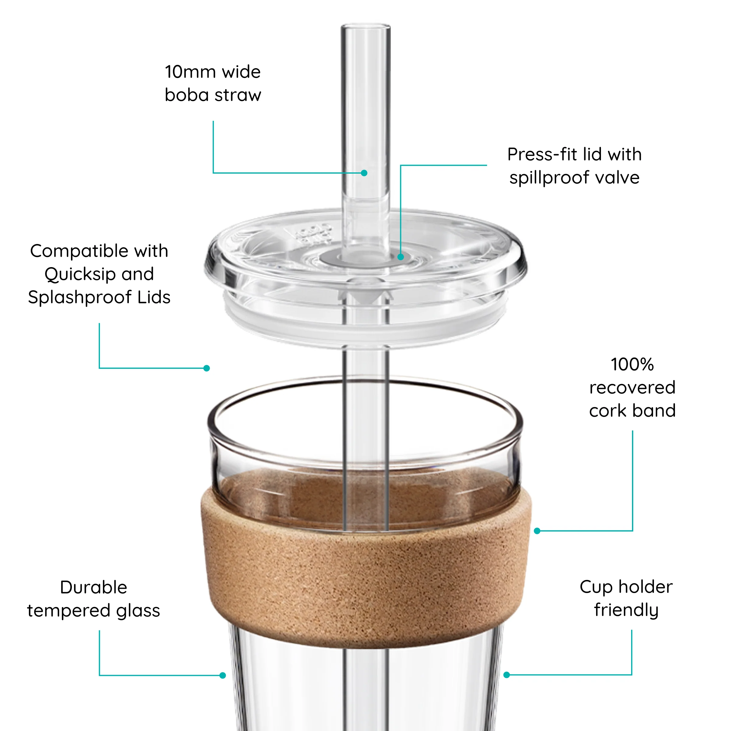 Cold Cup Cork with Boba Straw - 12oz - Image 2