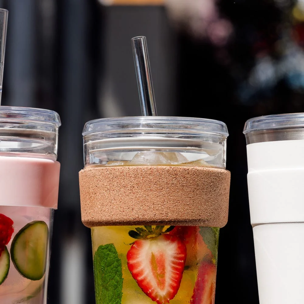 Cold Cup Cork with Coffee Straw - 12oz - Image 2